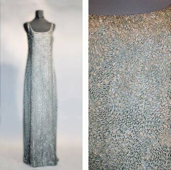 Lot image - Halston White Beaded Evening Sheath