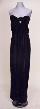 Lot image - Halston Classic Black Velvet Tube Evening Gown