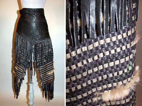 Lot image - Issey Miyake Fringed Leather Hip Wrap