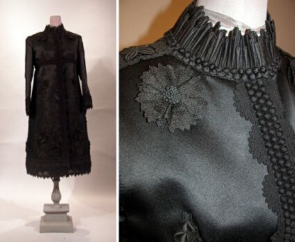 Lot image - Roberto Capucci Black Satin Evening Coat