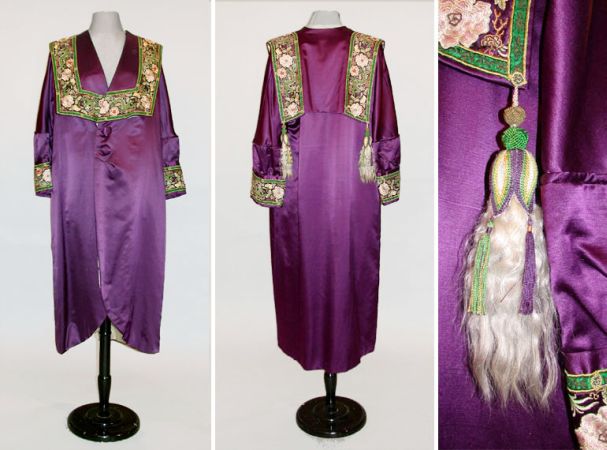 Lot image - Purple Satin Embroidered Evening Coat