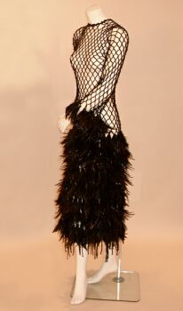 Lot image - Custom Knotted Cord and Feather Dress
