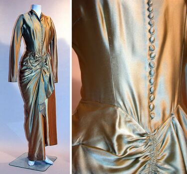 Lot image - Ceil Chapman Gold Satin Evening Gown