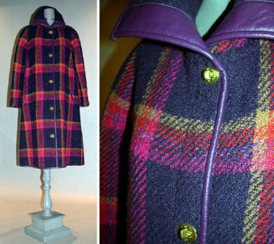Lot image - Bonnie Cashin Plaid Mohair Coat