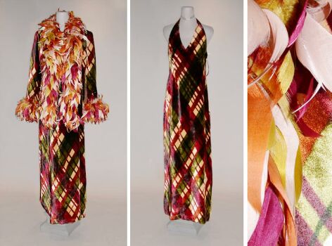 Lot image - Bill Blass Plaid Velvet Ensemble