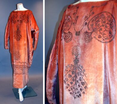 Lot image - Fortuny Peach Velvet Cocoon Dress