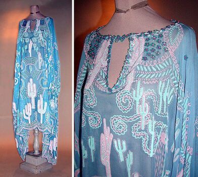 Lot image - Zandra Rhodes Blue Chiffon Caftan