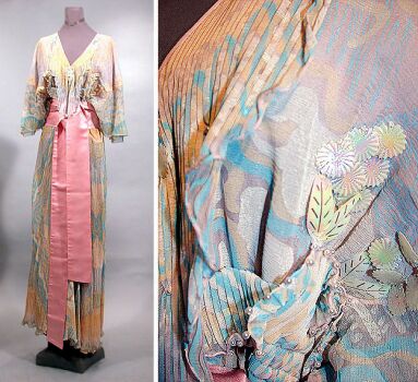 Lot image - Zandra Rhodes Pleated chiffon Evening Dress