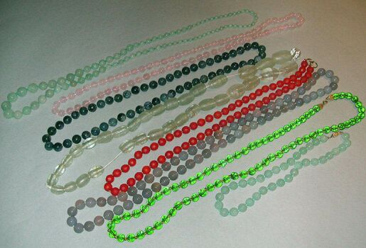 Lot image - Group of Eight Glass and Stone Bead Necklaces