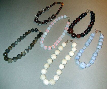 Lot image - Group of Six Large Bead Choker Necklaces