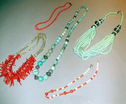 Lot image - Group of Turquoise Colored and Coral Jewelry