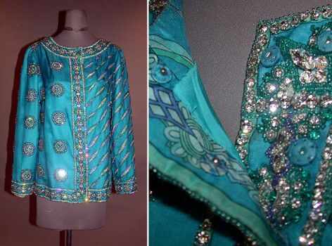Lot image - Pucci Peacock Blue Beaded Jacket