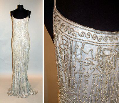 Lot image - Cloth of Silver Beaded Gown