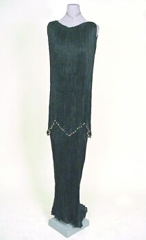 Lot image - Fortuny Black Silk Peplos Dress