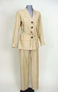 Lot image - Saint Laurent Rive Gauche Safari Pant Suit