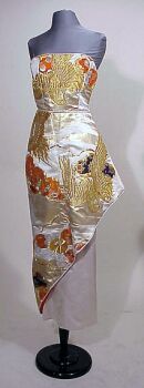 Lot image - Asian Brocade Evening Gown