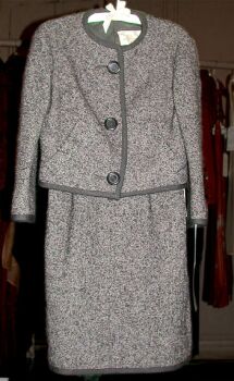 Lot image - Maggie Rouff Salt and Pepper Tweed Suit
