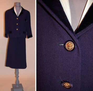 Lot image - Chanel Navy Blue Suit