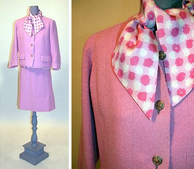 Lot image - Chanel Bubble Gum Pink Wool Suit