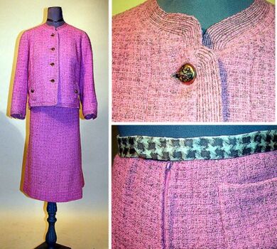 Lot image - Chanel Pink Tweed Suit