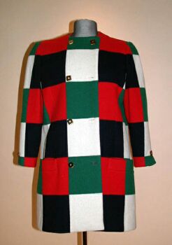 Lot image - Bill Blass Checkerboard Wool Coat