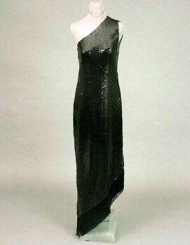 Lot image - Bill Blass Sequined One-Shoulder Evening Gown