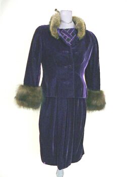 Lot image - Arnold Scaasi Royal Purple Cocktail Ensemble American, 1980s