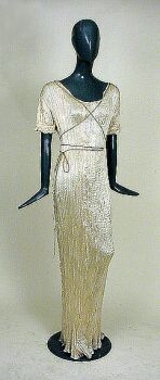 Lot image - Fortuny Biscuit White Delphos Dress and BoxItalian, 1930s