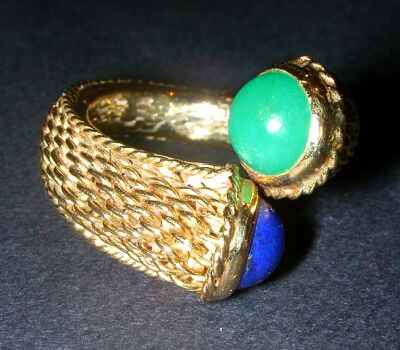 Lot image - Lapis Lazuli and Green Onyx Ring