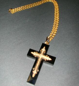 Lot image - Black Onyx and Cultured Pearl Pendant and Chain