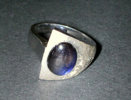 Lot image - Black Star Sapphire and Diamond Ring