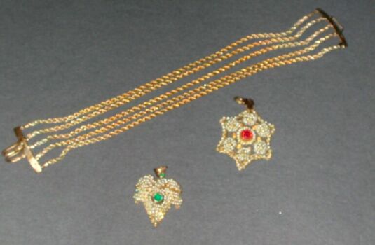 Lot image - Two Seed Pearl Pendants and a Rope Chain Fragment