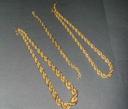 Lot image - Two Gold Rope Chains and a Bracelet