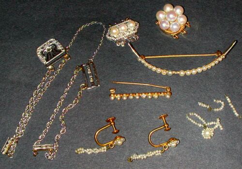 Lot image - Group of Assorted Cultured Pearl and Diamond Fragments