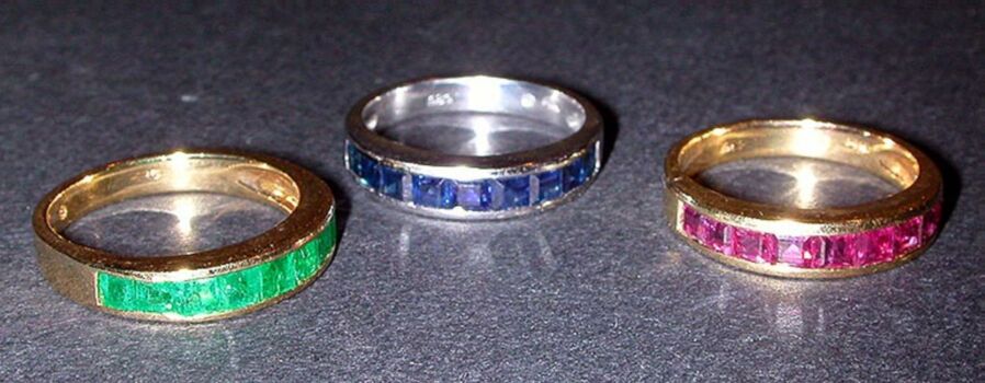 Lot image - Group of Three Gold and Stone Bands