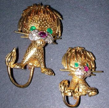 Lot image - Two Gold Lion Pins