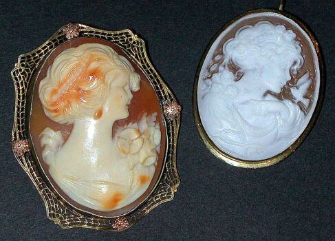 Lot image - Two Shell Cameo Pins
