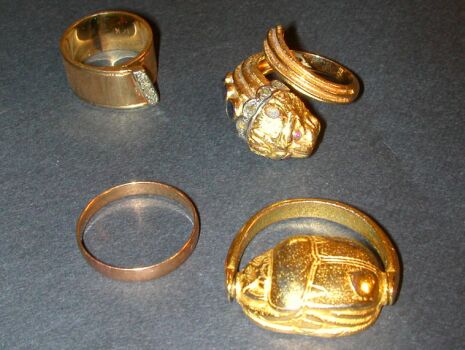Lot image - Group of Four Assorted Gold Rings