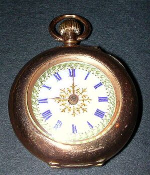 Lot image - Gold and Enamel Lapel Watch