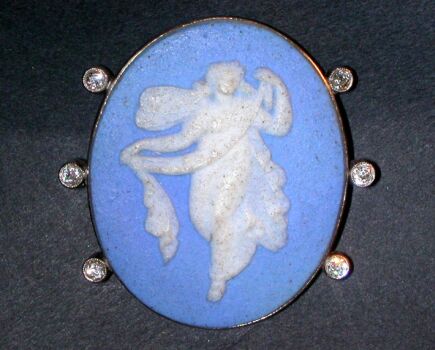 Lot image - Diamond and Jasperware Pin