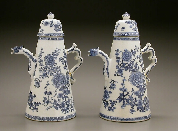 Lot image - PAIR OF CHINESE EXPORT BLUE AND WHITE PORCELAIN LIGHTHOUSE-FORM COFFEE POTS AND COVERS  Qianlong Period, circa 1740-1760  Height 11 1/8