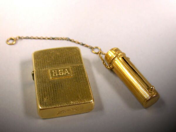 Lot image - Gold Lipstick Holder and Cigarette Lighter