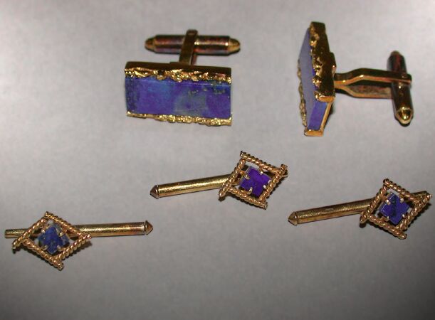 Lot image - Pair of Lapis Lazuli Cuff Links and Shirt Studs