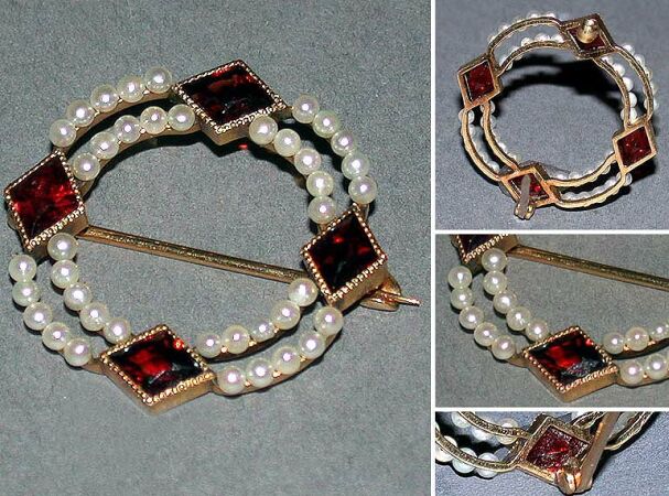 Lot image - Topaz and Natural* Pearl Pin