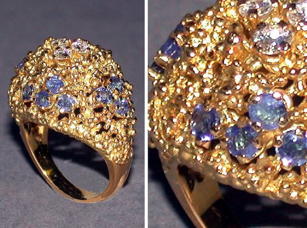 Lot image - Gold, Diamond and Sapphire Ring