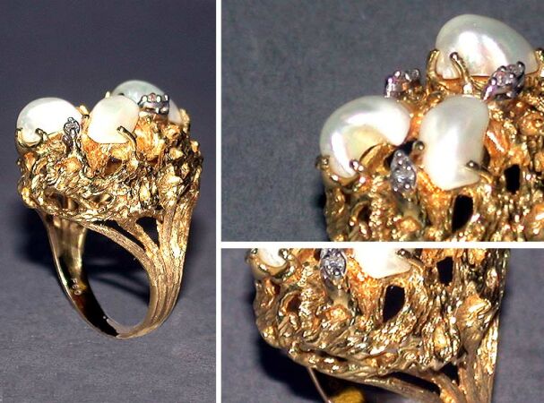 Lot image - Cultured Pearl and Diamond Ring