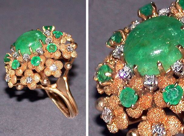Lot image - Emerald and Diamond Ring