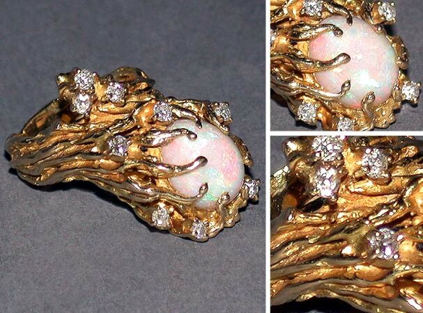 Lot image - Opal and Diamond Ring