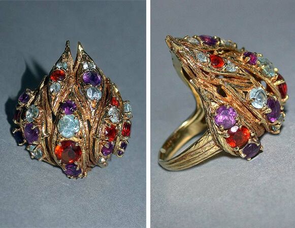 Lot image - Multicolored Stone Ring