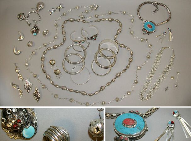 Lot image - Group of Assorted Silver and Metal Jewelry